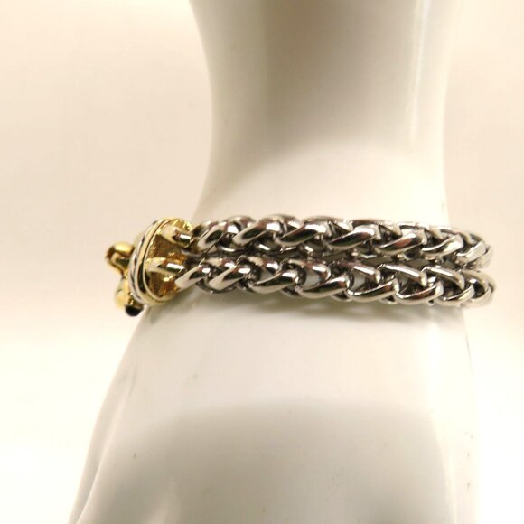 Vintage Bracelet Gold Silver Tone Hook Magnetic Clasp  Woven Chain Design - Picture 6 of 16